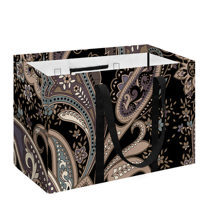 Dark Brown Paisley Pattern Print Utility Tote Bag