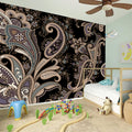 Dark Brown Paisley Pattern Print Wall Sticker