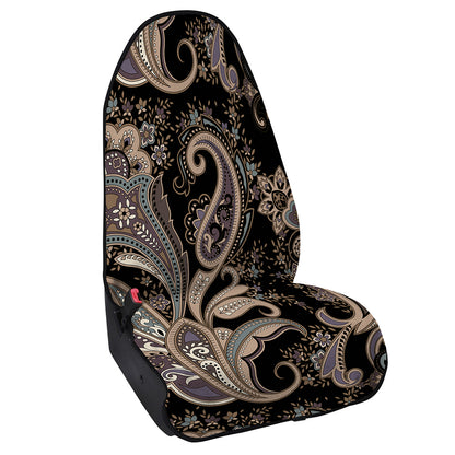 Dark Brown Paisley Pattern Print Waterproof Car Seat Cover