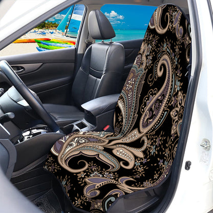 Dark Brown Paisley Pattern Print Waterproof Car Seat Cover