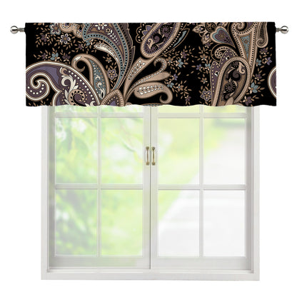 Dark Brown Paisley Pattern Print Window Valance