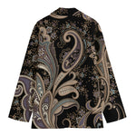 Dark Brown Paisley Pattern Print Women's Blazer