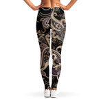 Dark Brown Paisley Pattern Print Women's Leggings