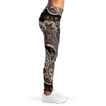 Dark Brown Paisley Pattern Print Women's Leggings