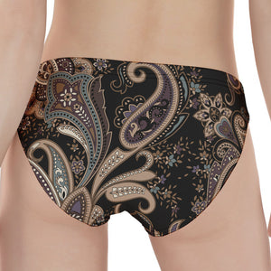 Dark Brown Paisley Pattern Print Women's Panties