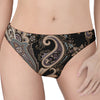 Dark Brown Paisley Pattern Print Women's Thong