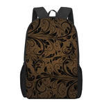 Dark Brown Western Damask Print 17 Inch Backpack