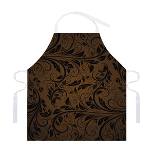 Dark Brown Western Damask Print Adjustable Apron