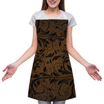 Dark Brown Western Damask Print Adjustable Apron