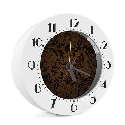 Dark Brown Western Damask Print Alarm Clock