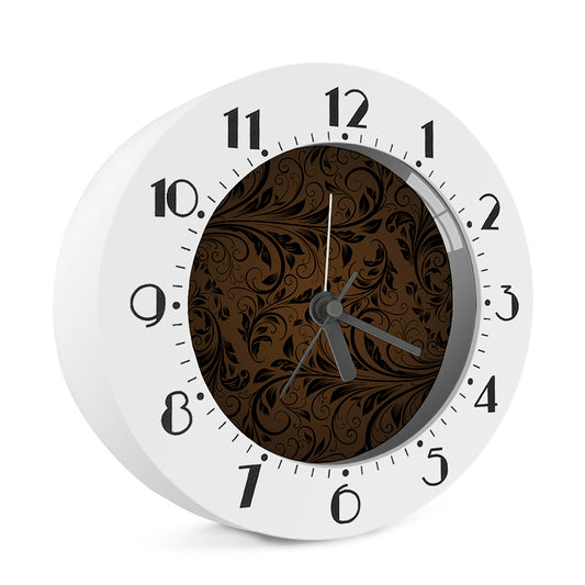Dark Brown Western Damask Print Alarm Clock