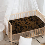 Dark Brown Western Damask Print Baby Crib Sheet