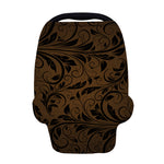 Dark Brown Western Damask Print Baby Seat Cover