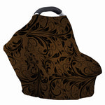 Dark Brown Western Damask Print Baby Seat Cover