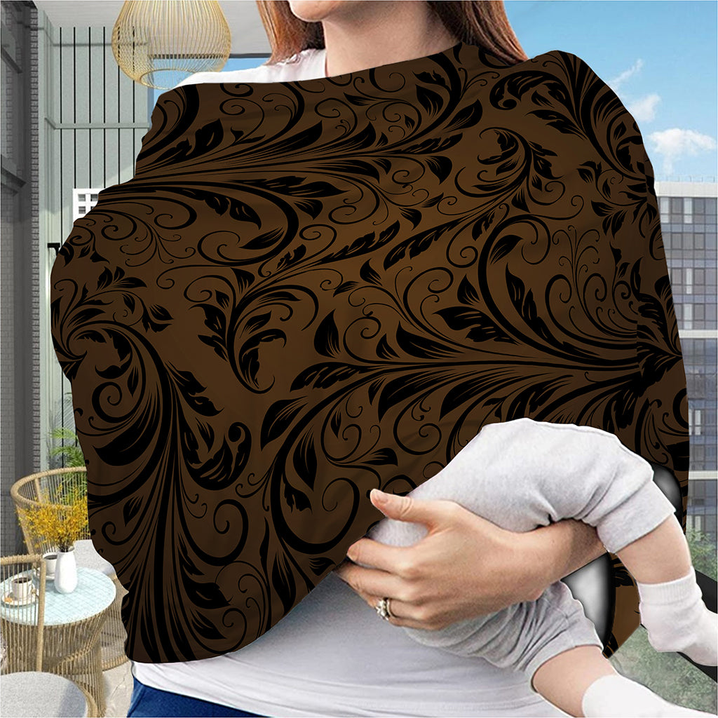 Dark Brown Western Damask Print Baby Seat Cover