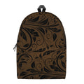 Dark Brown Western Damask Print School Backpack