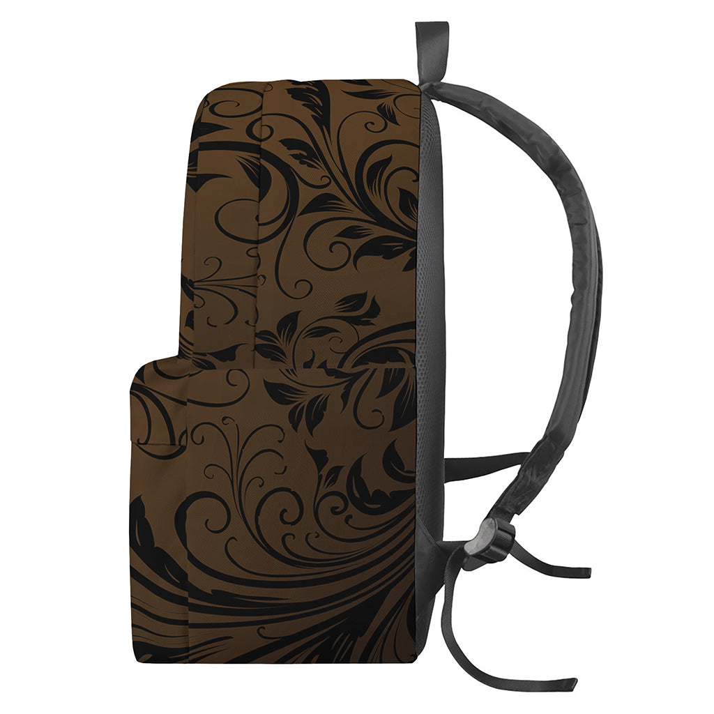 Dark Brown Western Damask Print Backpack