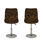 Dark Brown Western Damask Print Bar Stool Covers