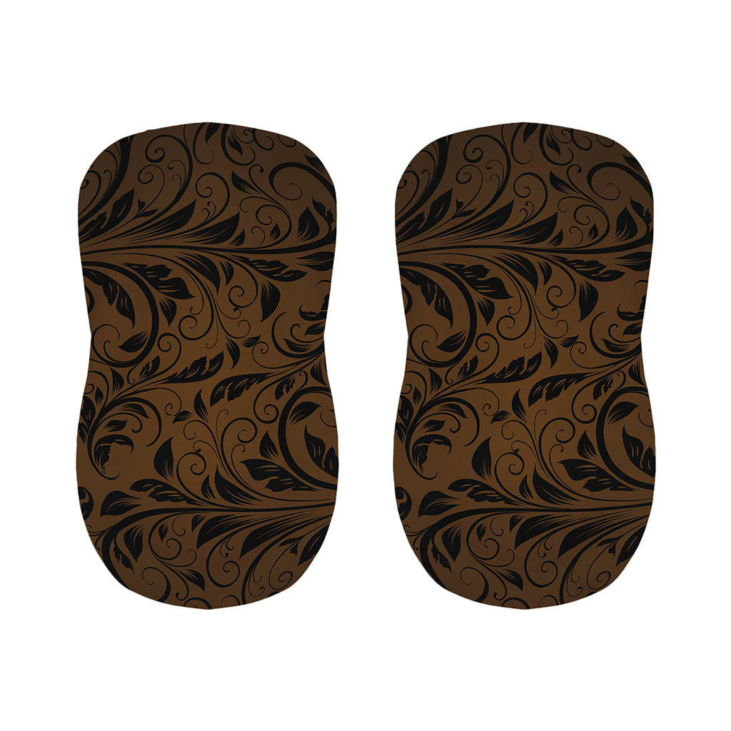 Dark Brown Western Damask Print Bar Stool Covers