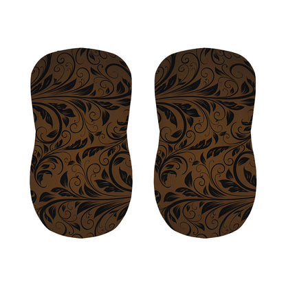 Dark Brown Western Damask Print Bar Stool Covers