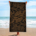 Dark Brown Western Damask Print Beach Towel