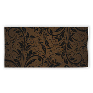 Dark Brown Western Damask Print Beach Towel