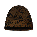 Dark Brown Western Damask Print Beanie