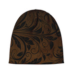 Dark Brown Western Damask Print Beanie