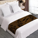 Dark Brown Western Damask Print Bed Runner
