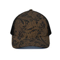 Dark Brown Western Damask Print Black Mesh Trucker Hat