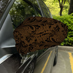 Dark Brown Western Damask Print Car Side Mirror Covers