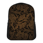 Dark Brown Western Damask Print Casual Backpack