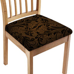 Dark Brown Western Damask Print Chair Cushion Cover