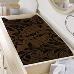 Dark Brown Western Damask Print Changing Pad Cover