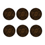 Dark Brown Western Damask Print Coaster Set