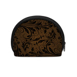 Dark Brown Western Damask Print Coin Purse