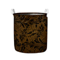Dark Brown Western Damask Print Collapsible Laundry Basket