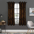 Dark Brown Western Damask Print Grommet Curtain Panels