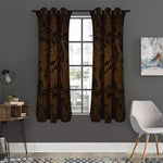 Dark Brown Western Damask Print Curtain