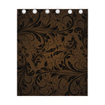 Dark Brown Western Damask Print Curtain