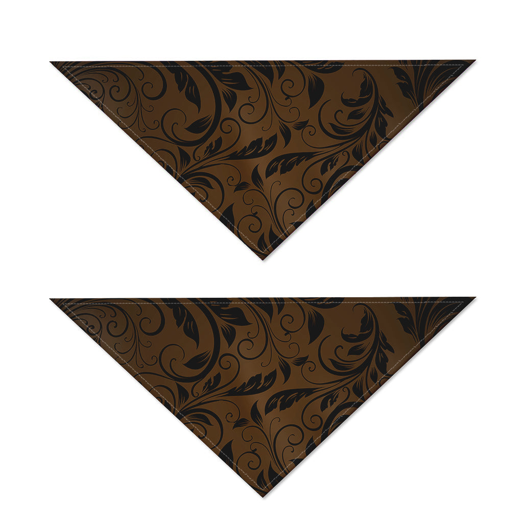 Dark Brown Western Damask Print Dog Bandana