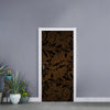 Dark Brown Western Damask Print Door Sticker