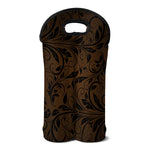 Dark Brown Western Damask Print Double Neoprene Wine Tote