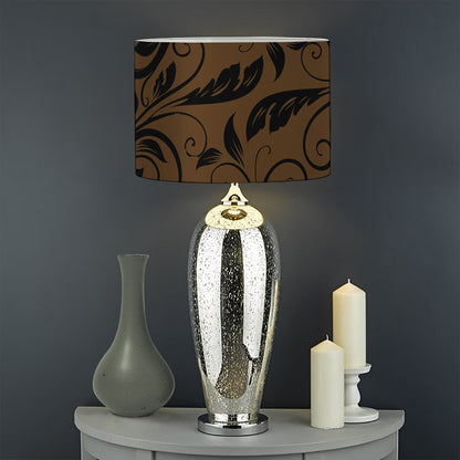 Dark Brown Western Damask Print Drum Lamp Shade