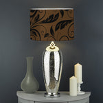 Dark Brown Western Damask Print Drum Lamp Shade