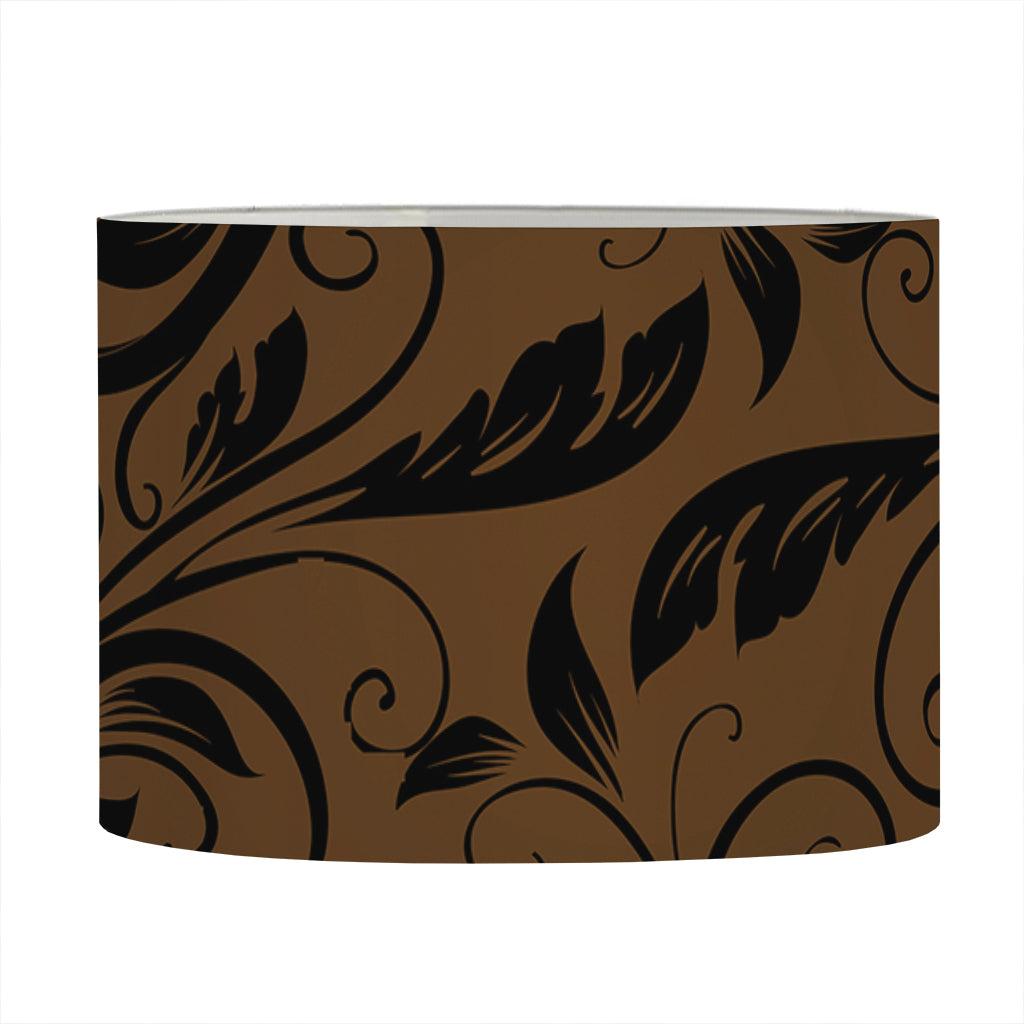 Dark Brown Western Damask Print Drum Lamp Shade