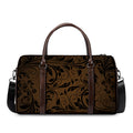 Dark Brown Western Damask Print Duffel Bag