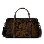 Dark Brown Western Damask Print Duffle Bag