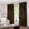 Dark Brown Western Damask Print Extra Wide Grommet Curtains