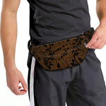 Dark Brown Western Damask Print Fanny Pack